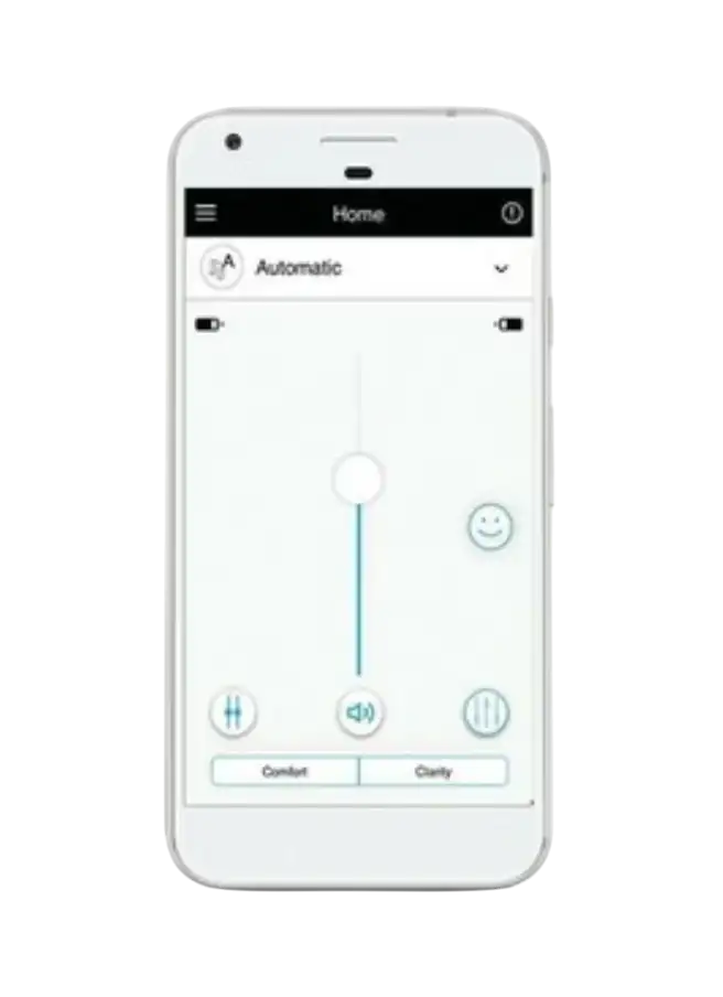 Interface d'application de contrôle du son sur smartphone.