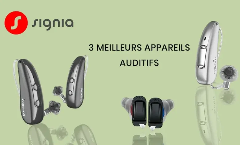 Appareils auditifs Signia sur fond vert